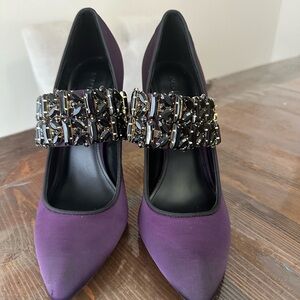 Karl Lagerfeld Purple Heels with Embellished Strap